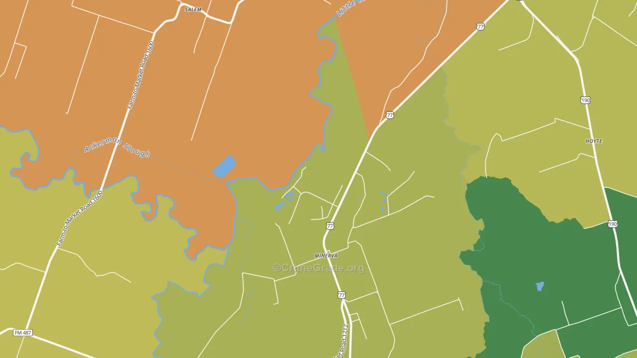 Maysfield, TX Map of Burglary Rates