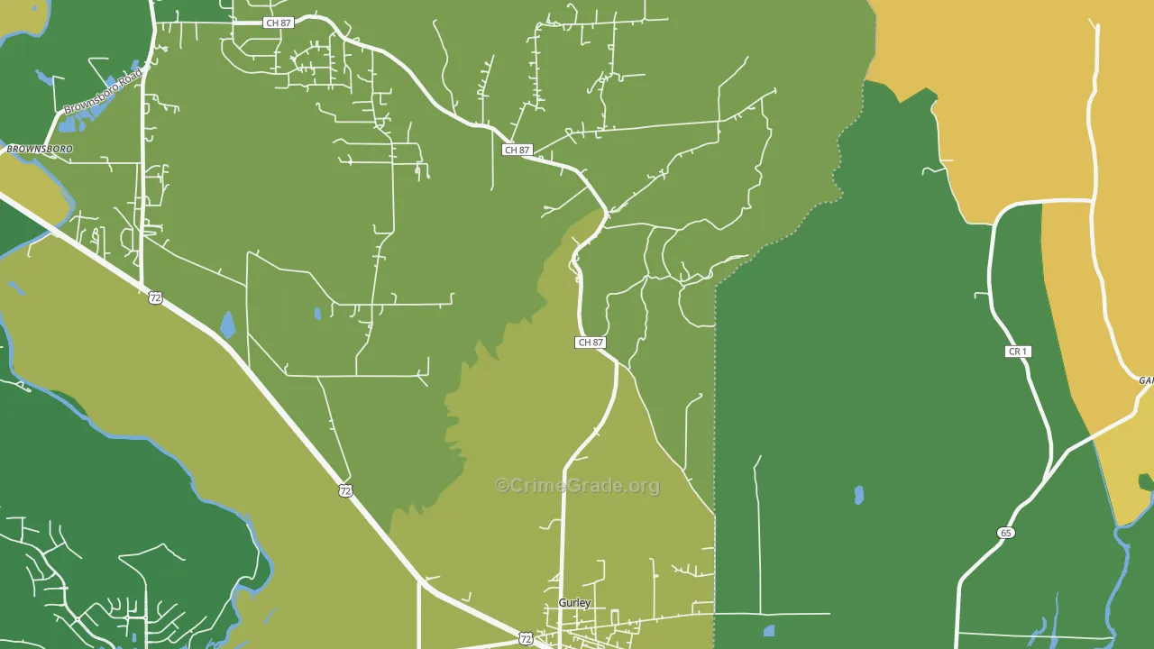 Maysville, AL Map of Burglary Rates
