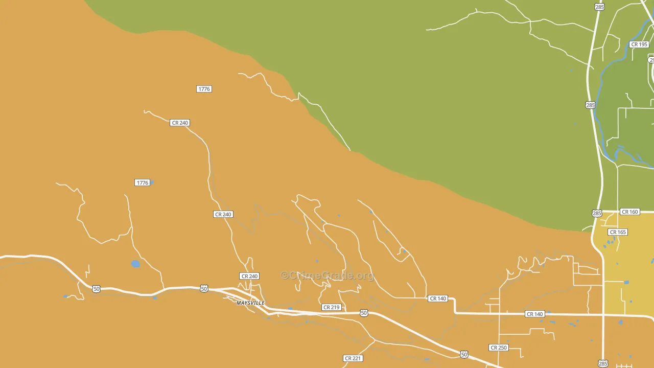 Maysville, CO Map of Burglary Rates