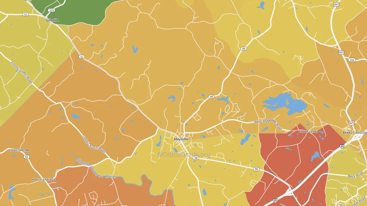 Maysville, GA Map of Burglary Rates