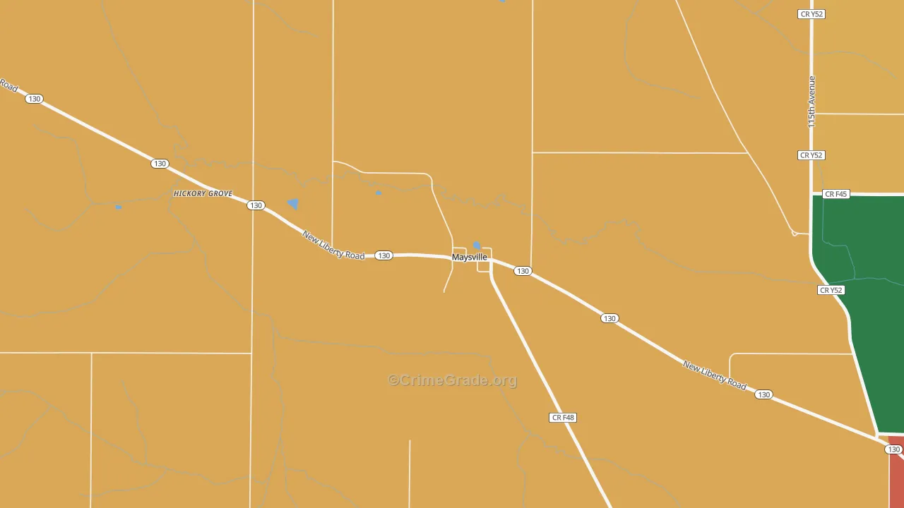 Maysville, IA Map of Burglary Rates