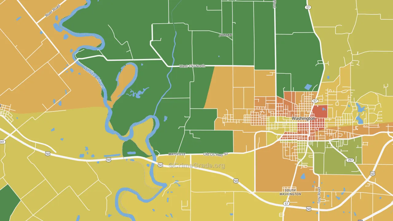Maysville, IN Map of Burglary Rates