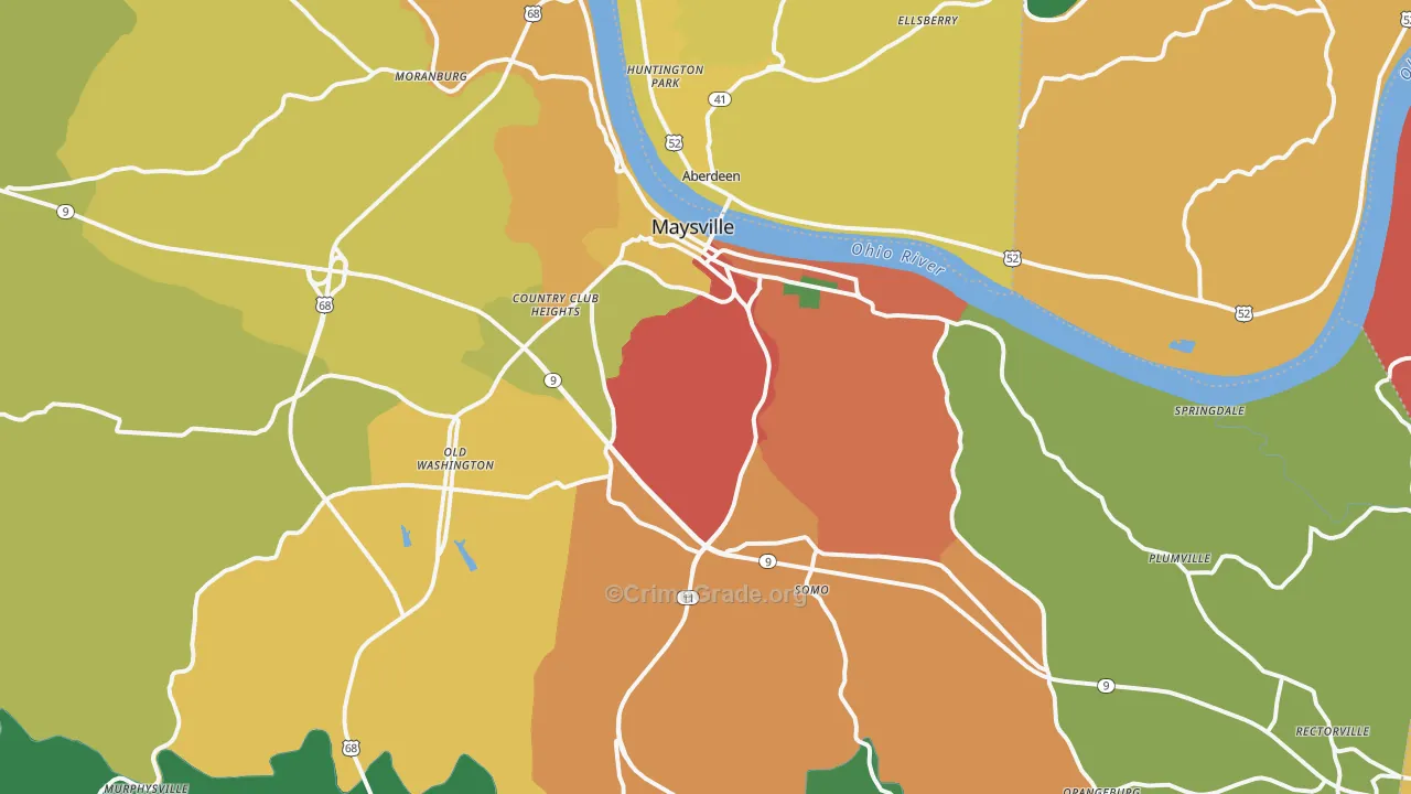 Maysville, KY Map of Burglary Rates