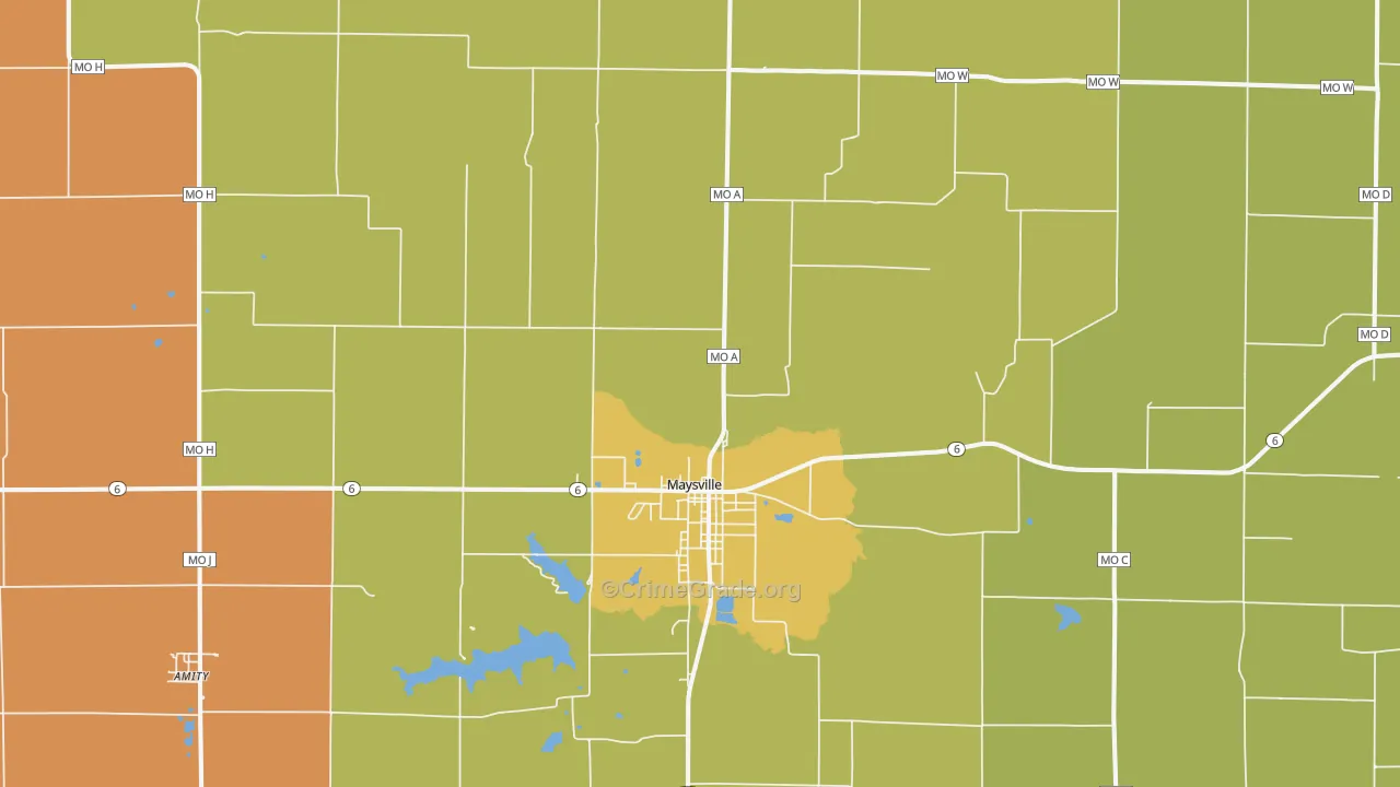 Maysville, MO Map of Burglary Rates