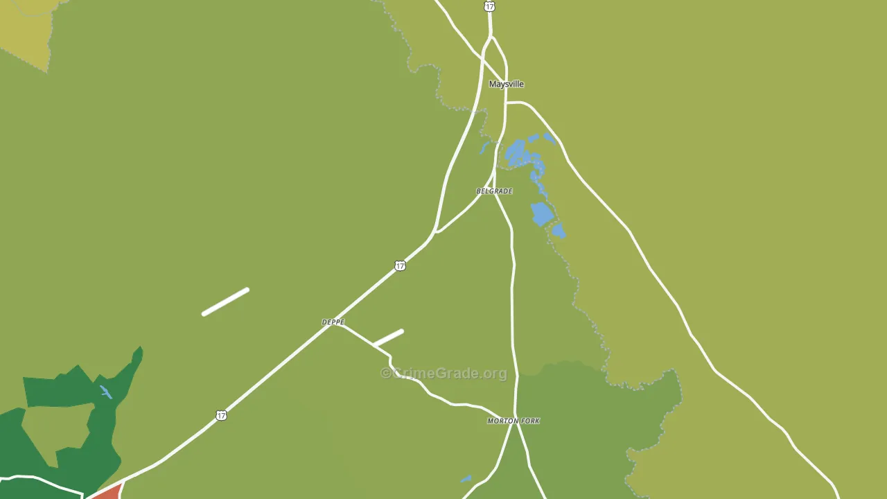 Maysville, NC Map of Burglary Rates