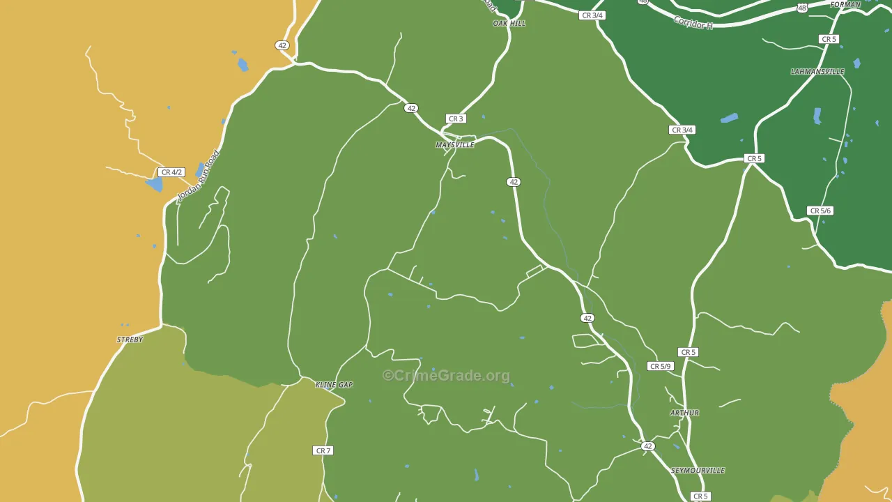 Maysville, WV Map of Burglary Rates