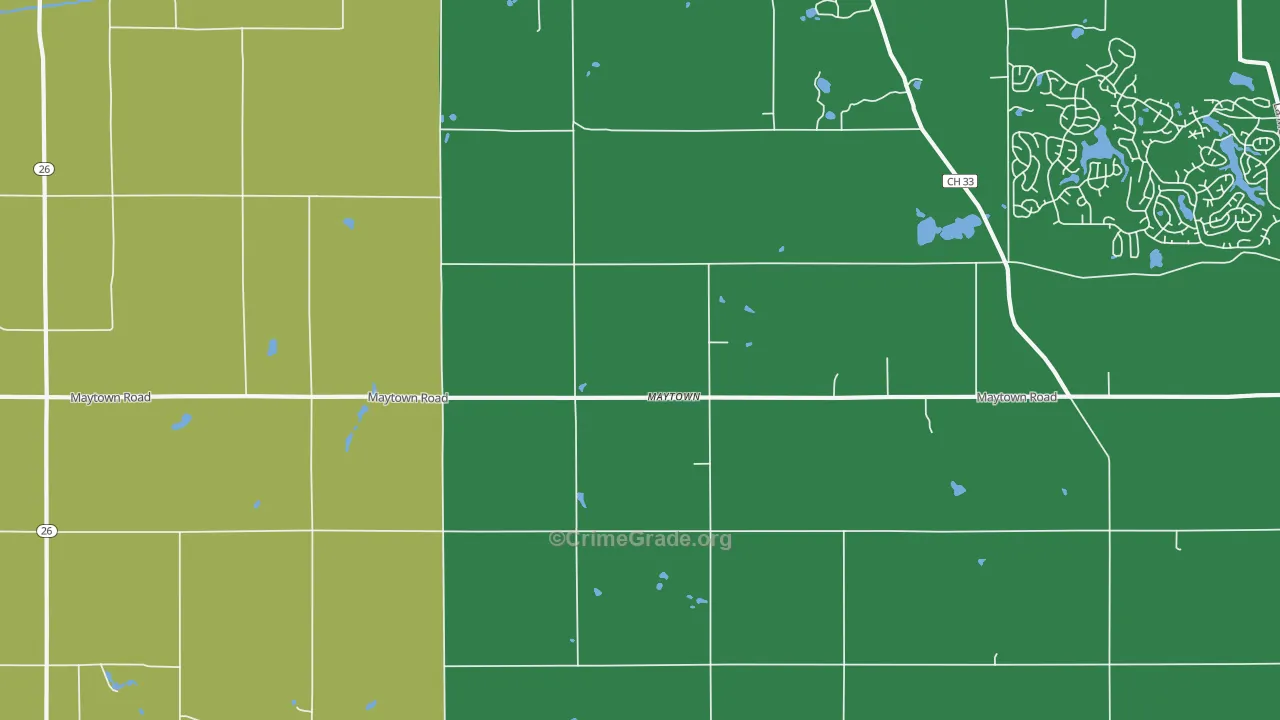 Maytown, IL Map of Burglary Rates