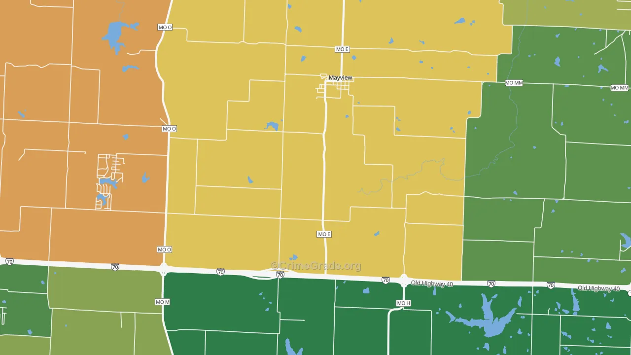Mayview, MO Map of Burglary Rates