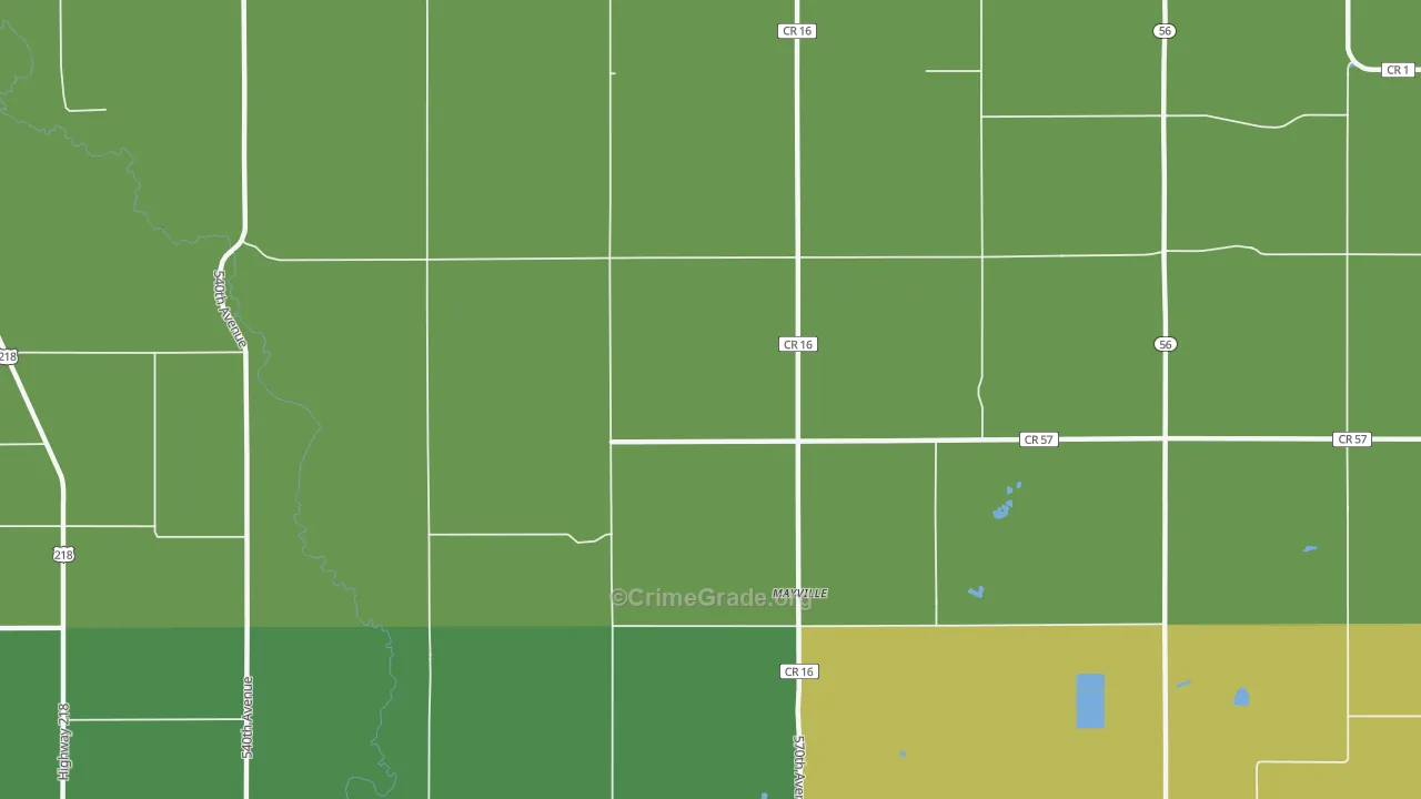 Mayville, MN Map of Burglary Rates