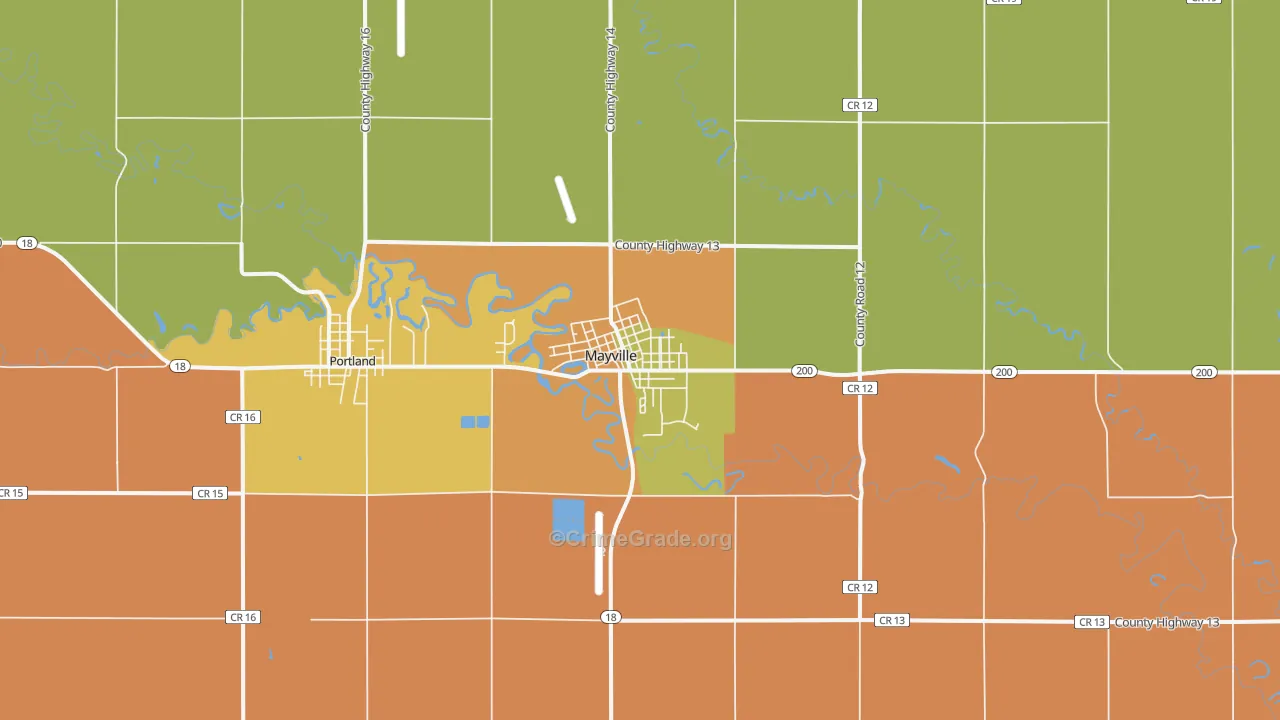 Mayville, ND Map of Burglary Rates