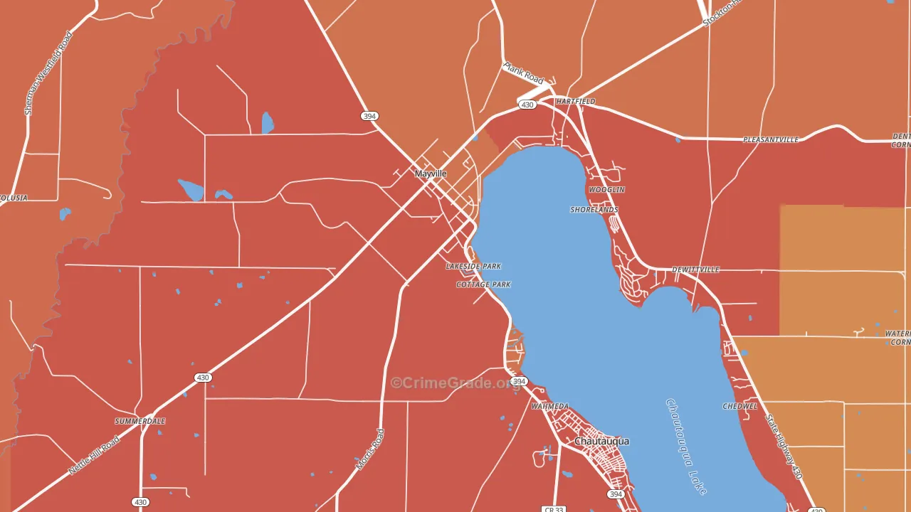 Mayville, NY Map of Burglary Rates