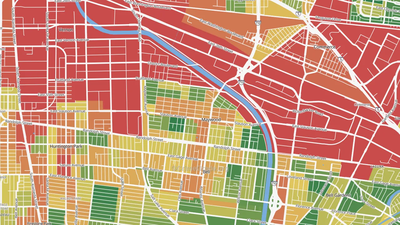 Maywood, CA Map of Burglary Rates