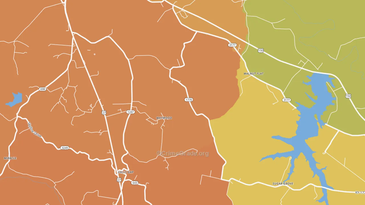 Maywood, KY Map of Burglary Rates