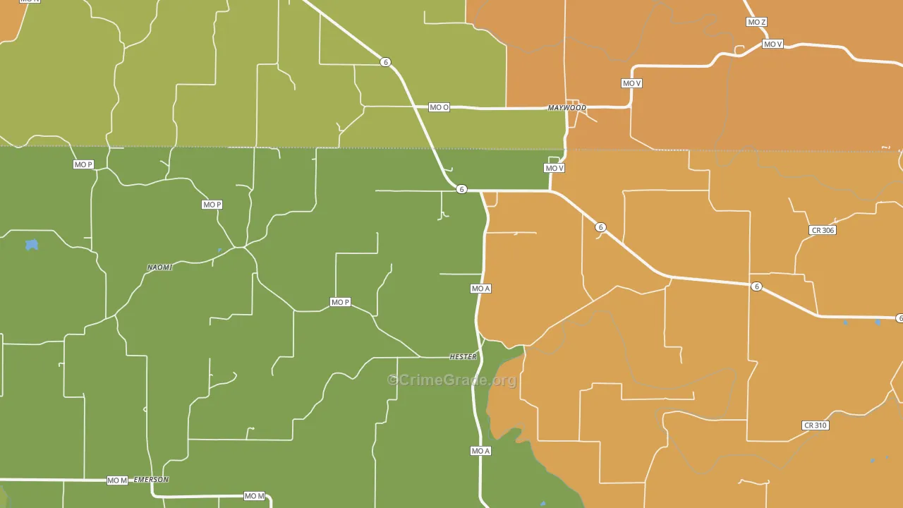 Maywood, MO Map of Burglary Rates