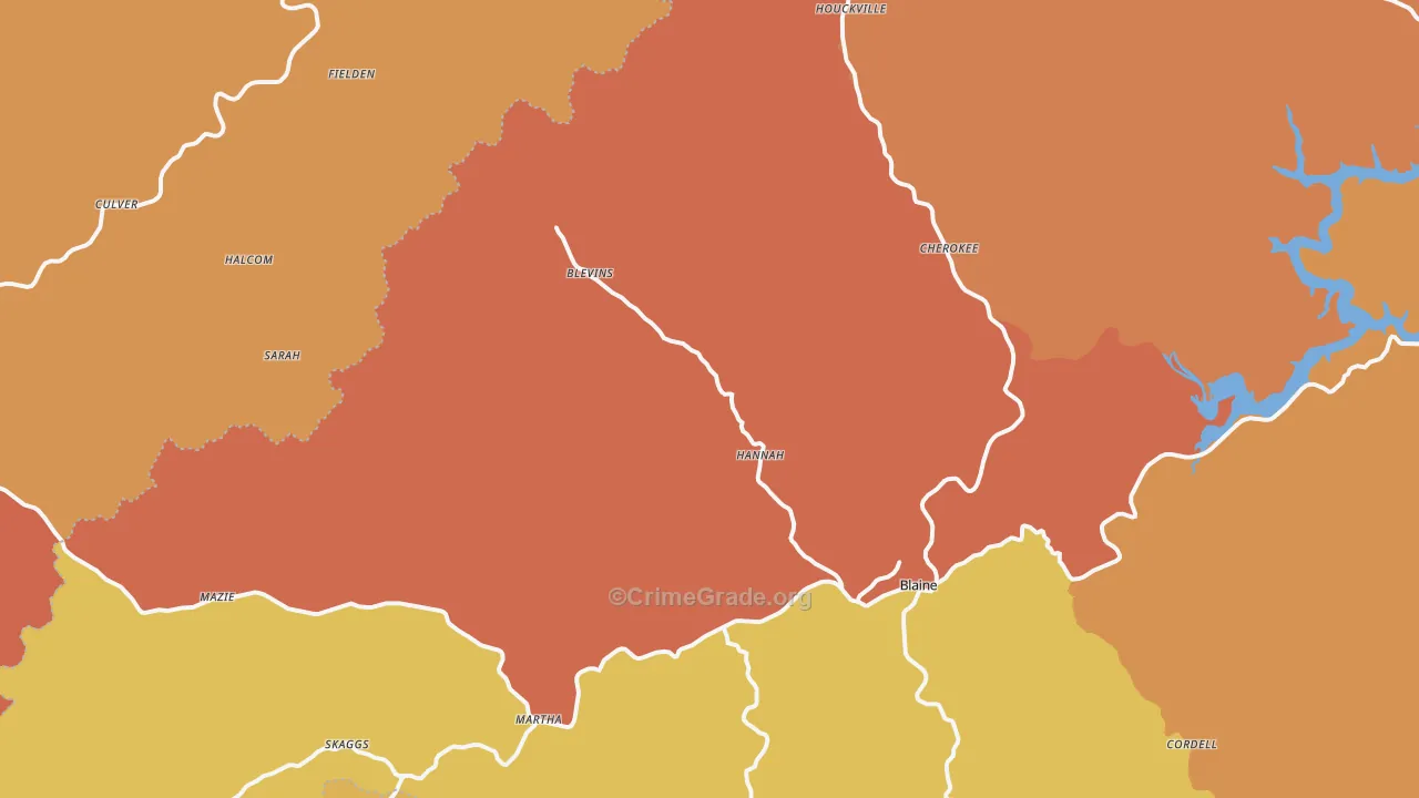 Mazie, KY Map of Burglary Rates