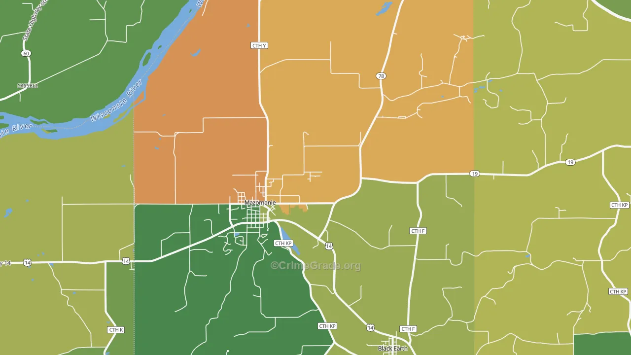 Mazomanie, WI Map of Burglary Rates