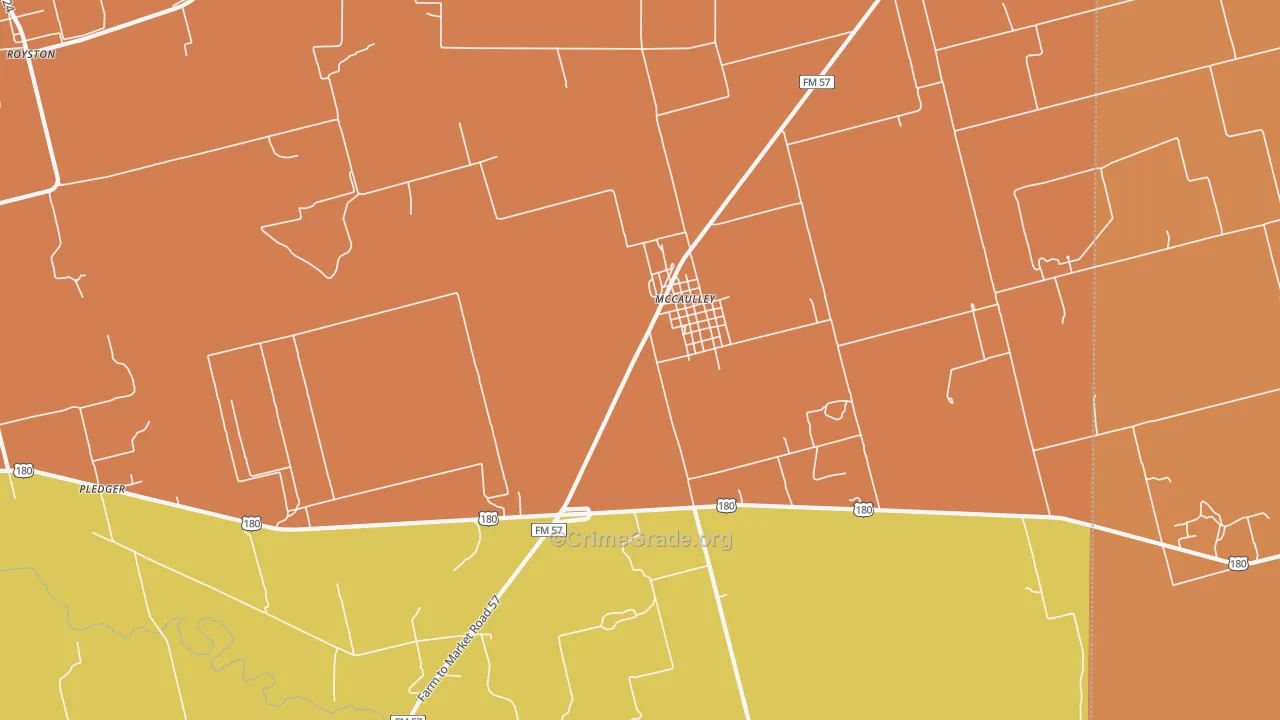Mc Caulley, TX Map of Burglary Rates