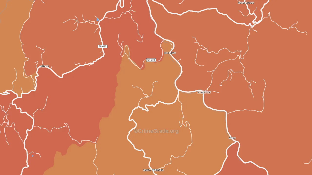 Mc Clure, VA Map of Burglary Rates
