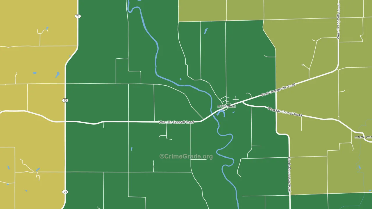 Mc Connell, IL Map of Burglary Rates