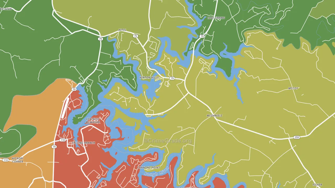 Mc Daniels, KY Map of Burglary Rates