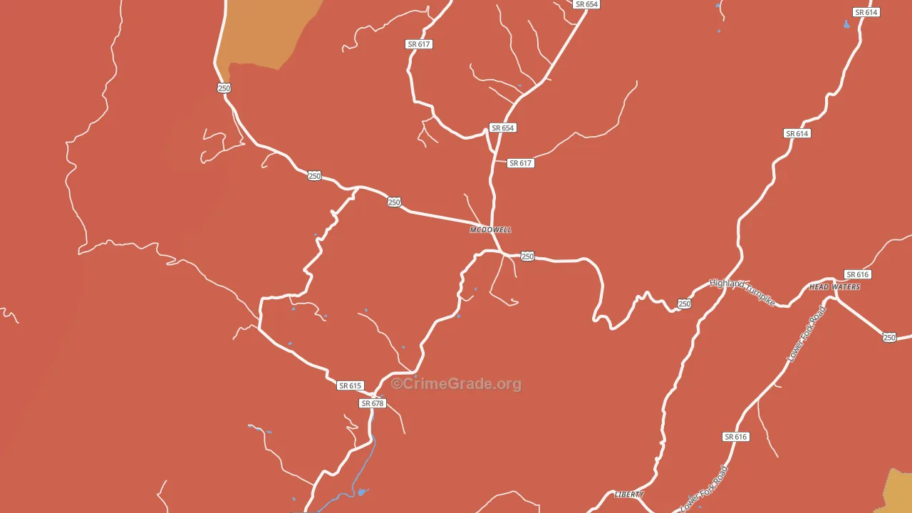 Mc Dowell, VA Map of Burglary Rates