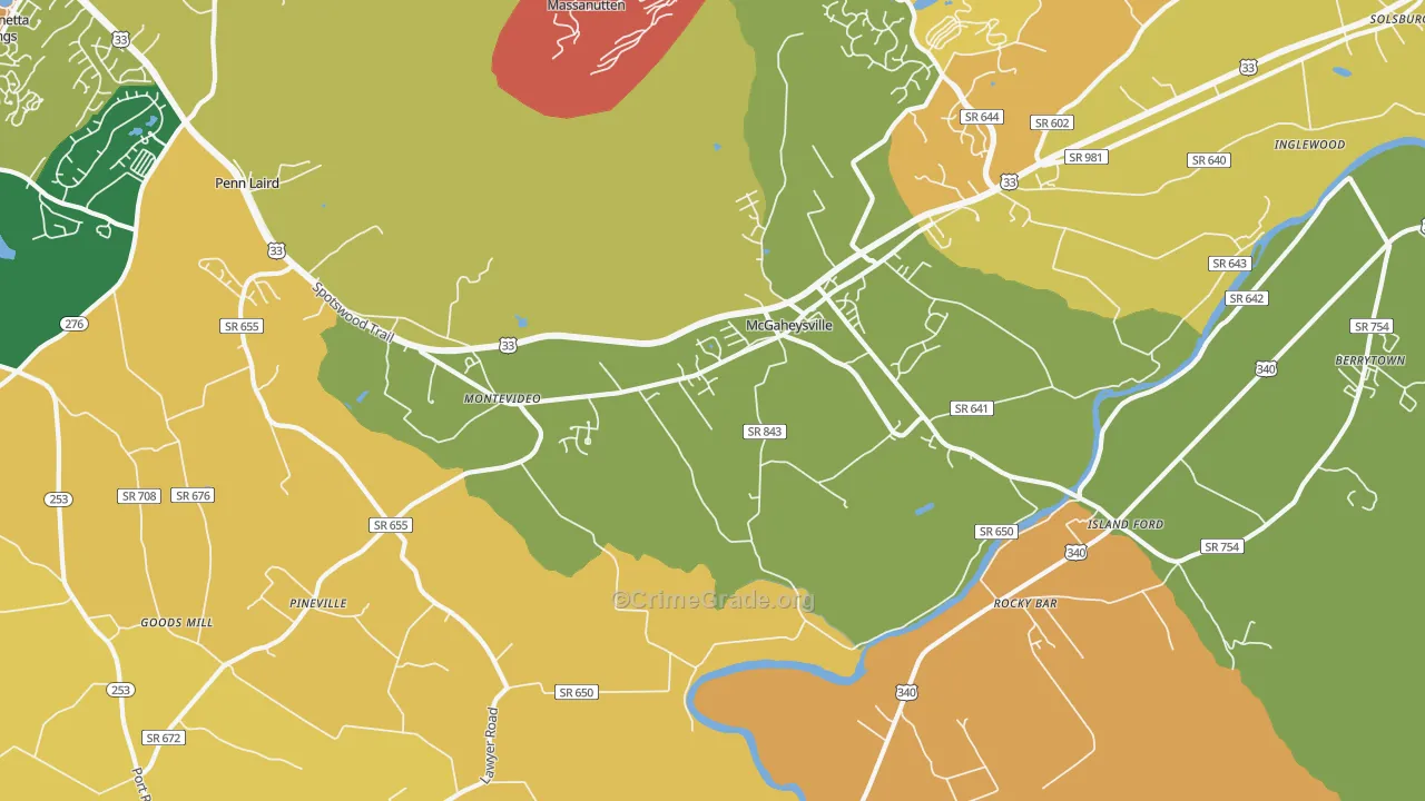 Mc Gaheysville, VA Map of Burglary Rates