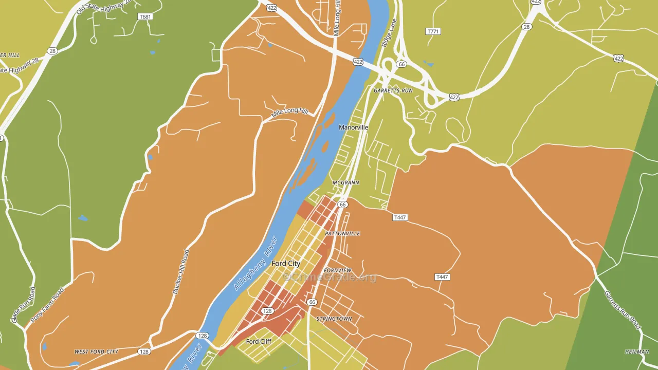 Mc Grann, PA Map of Burglary Rates