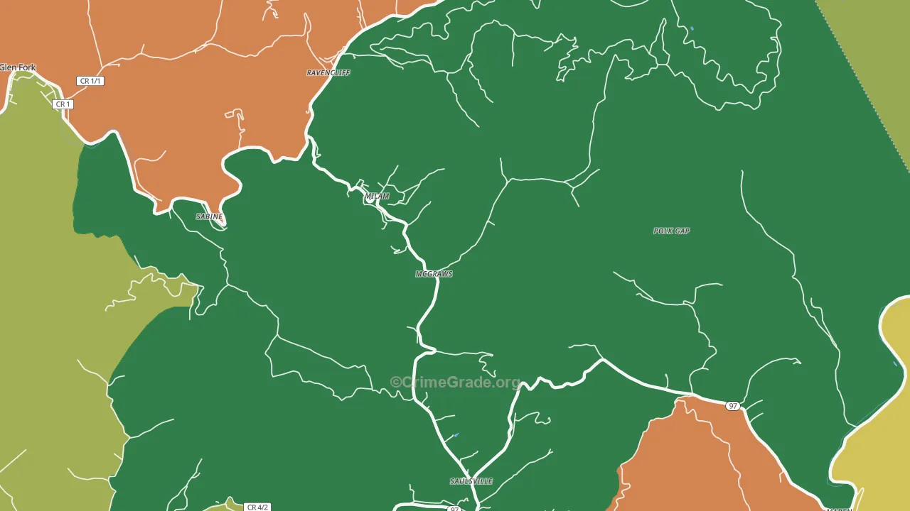 Mc Graws, WV Map of Burglary Rates