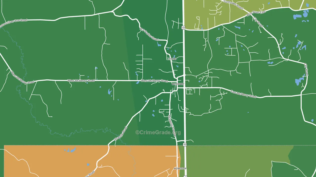 Mc Henry, MS Map of Burglary Rates