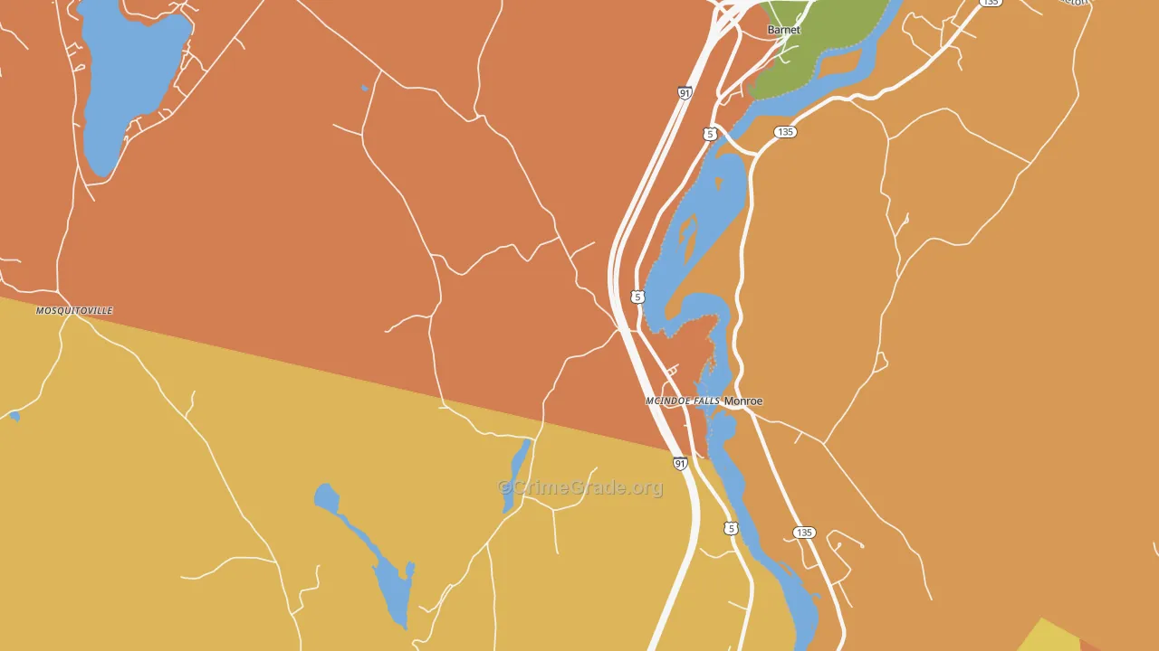 Mc Indoe Falls, VT Map of Burglary Rates