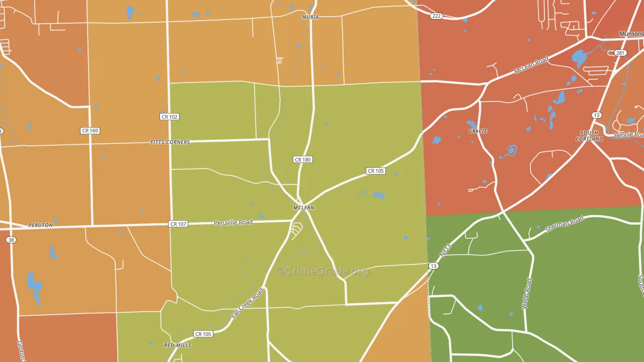 Mc Lean, NY Map of Burglary Rates