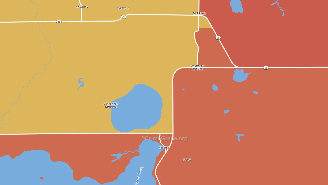 Mc Millan, MI Map of Burglary Rates
