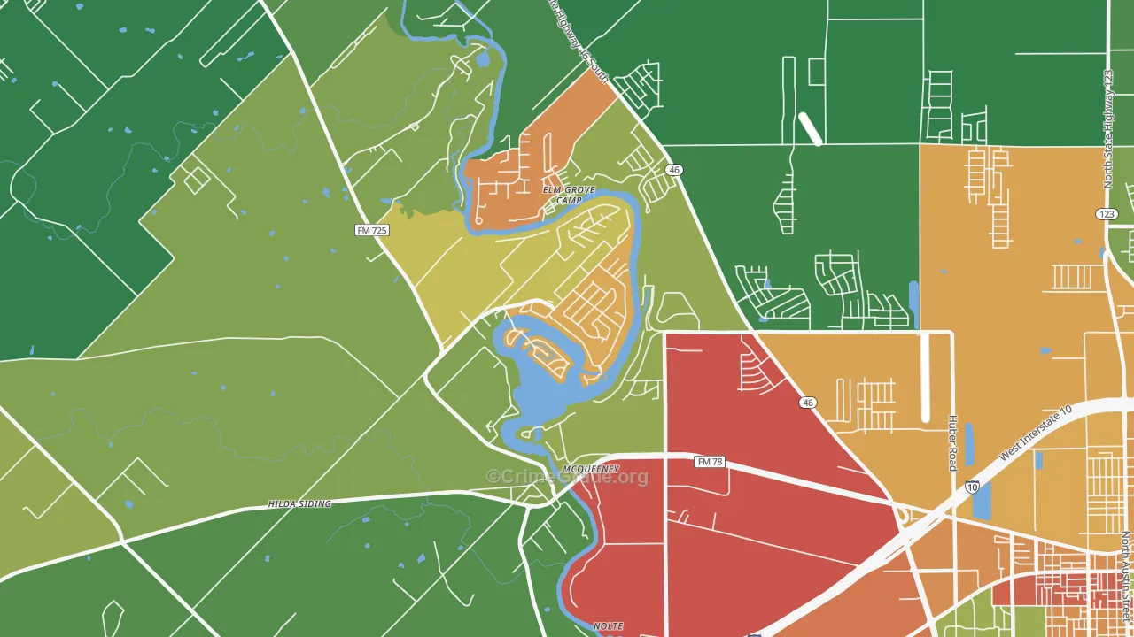 Mc Queeney, TX Map of Burglary Rates