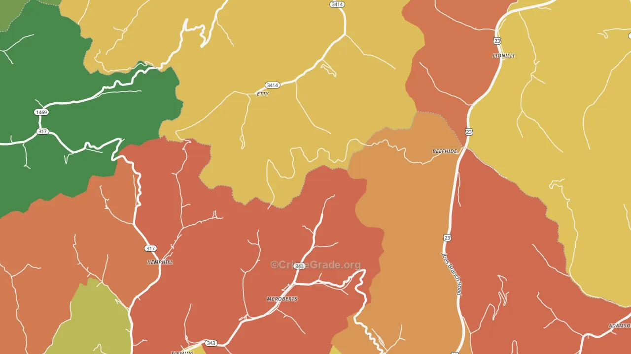 Mc Roberts, KY Map of Burglary Rates