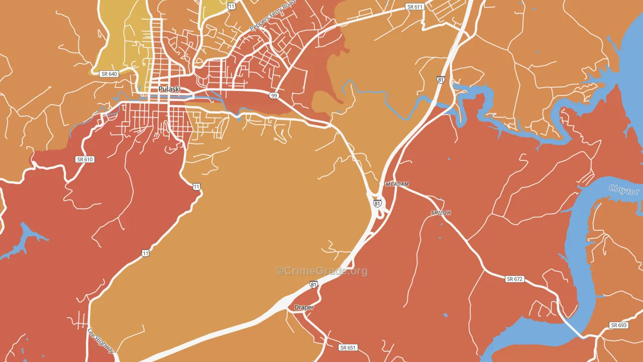 McAdam, VA Map of Burglary Rates