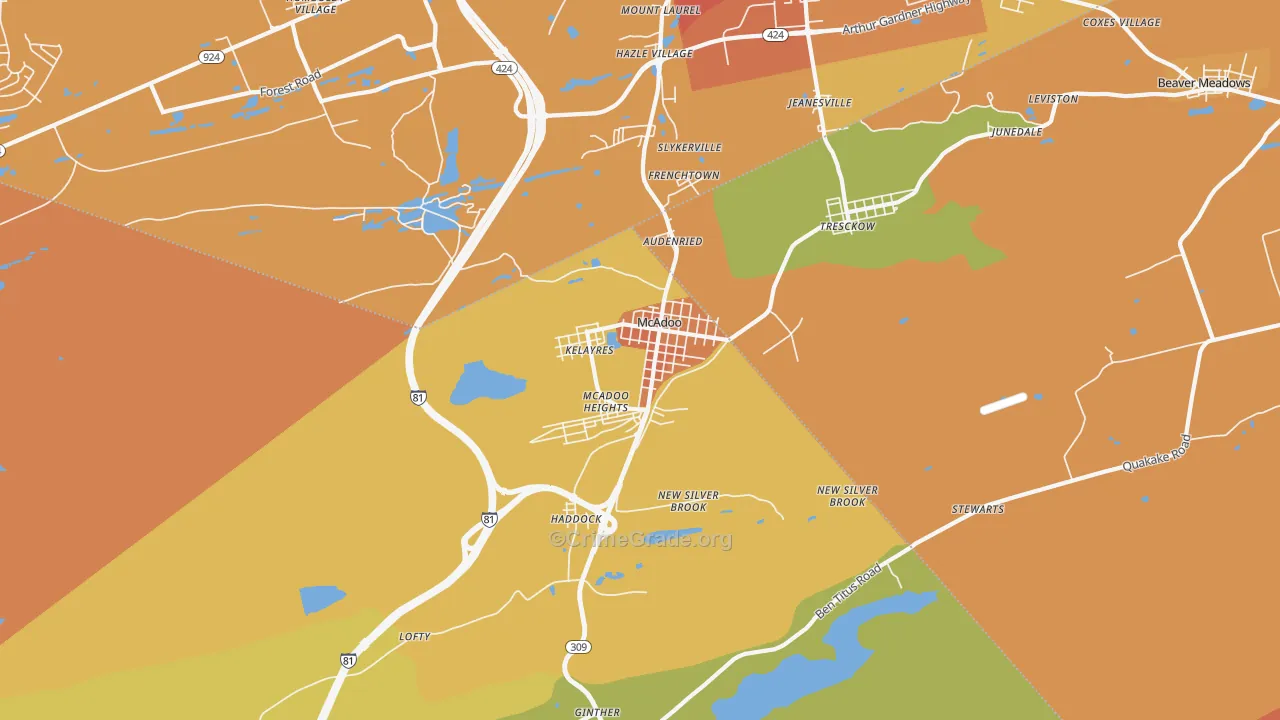 Mcadoo, PA Map of Burglary Rates