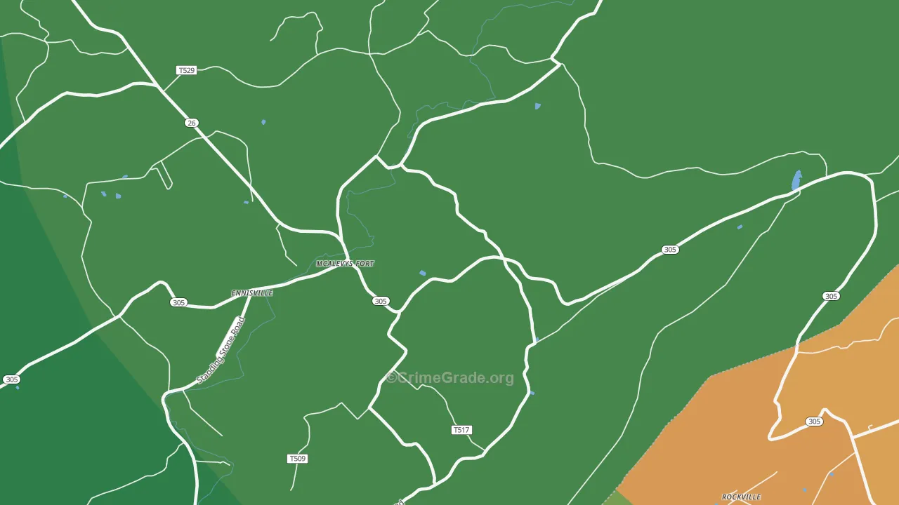 McAlevys Fort, PA Map of Burglary Rates