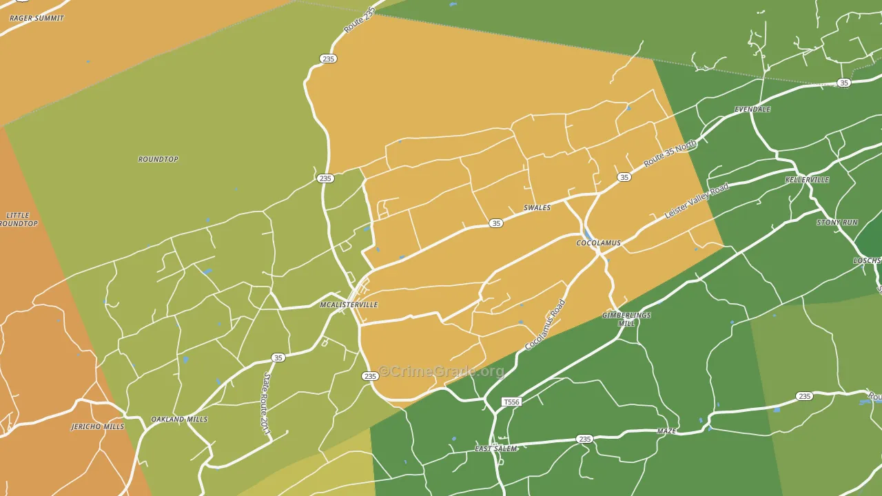 McAlisterville, PA Map of Burglary Rates