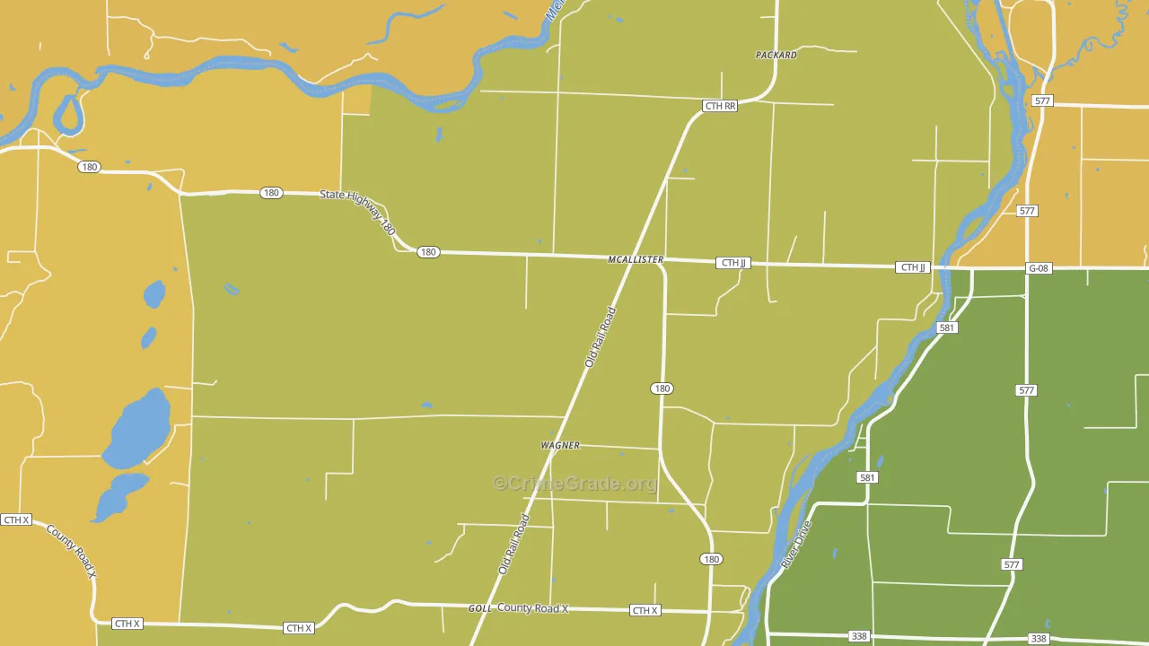 McAllister, WI Map of Burglary Rates