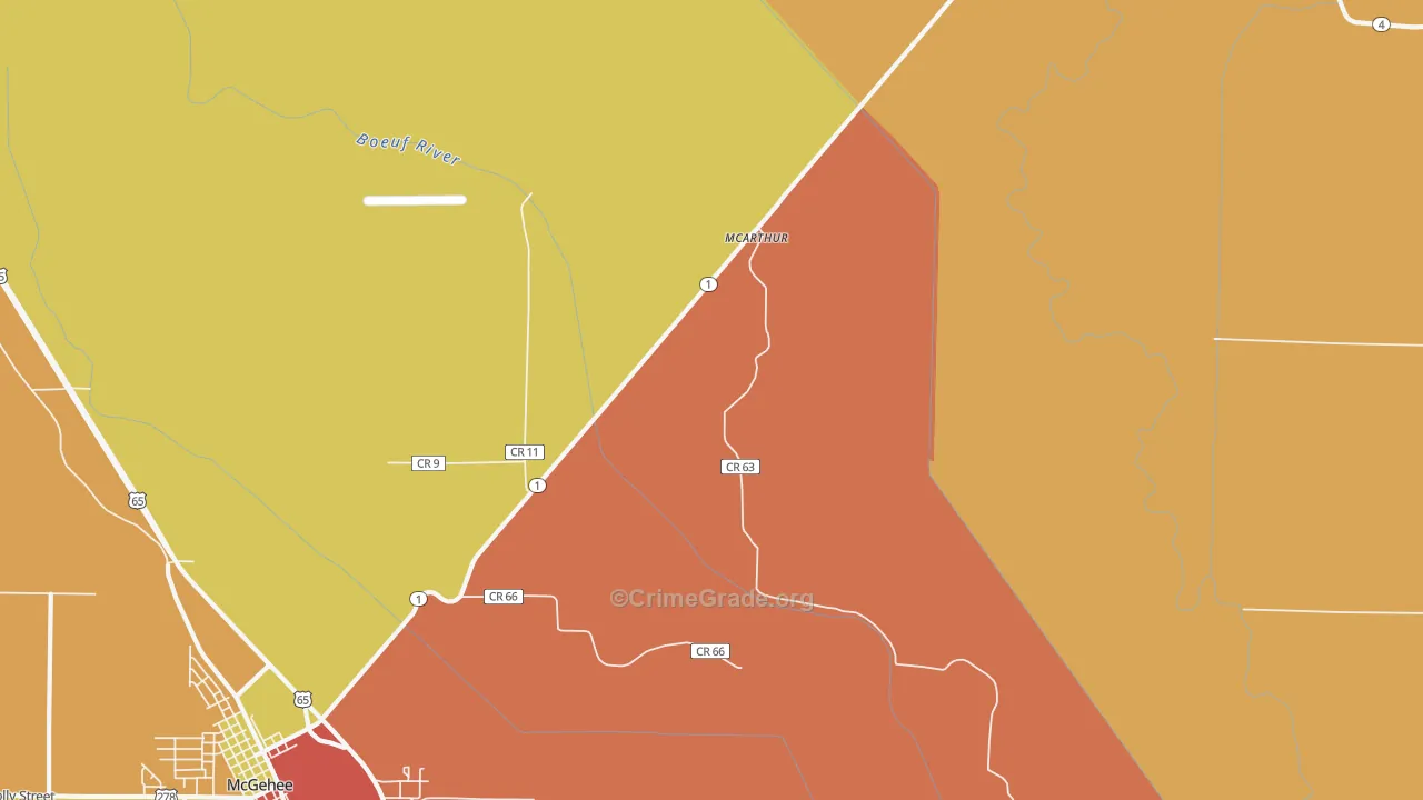 McArthur, AR Map of Burglary Rates