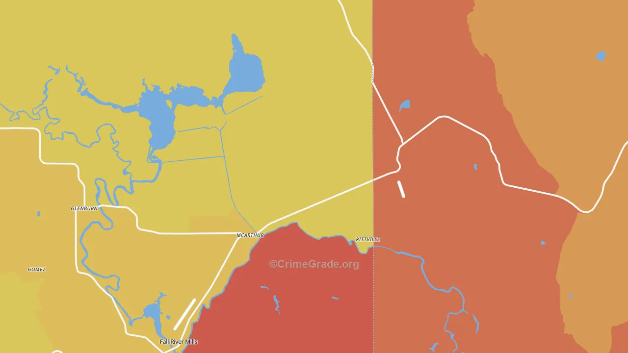 Mcarthur, CA Map of Burglary Rates
