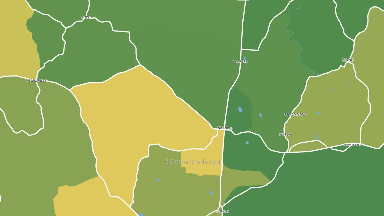 McArthur, OH Map of Burglary Rates