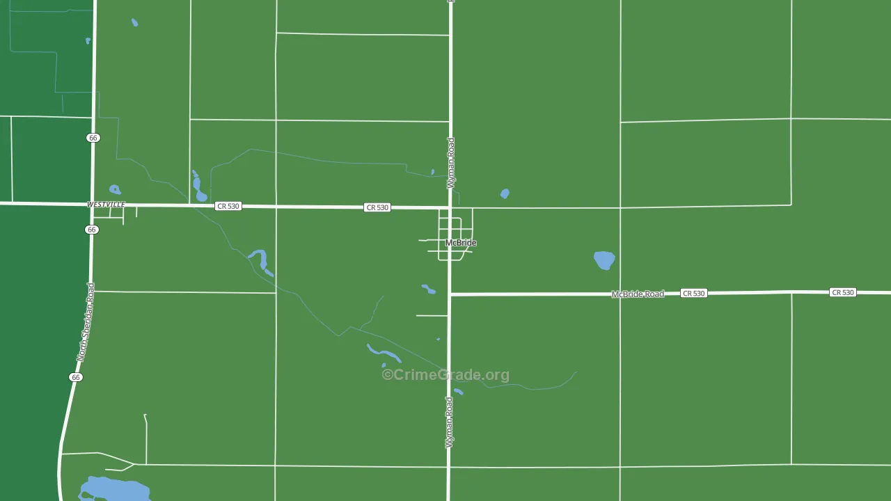 McBride, MI Map of Burglary Rates