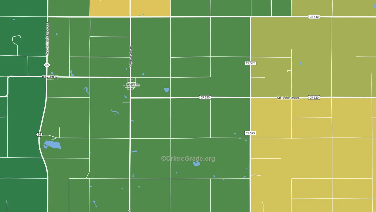 Mcbrides, MI Map of Burglary Rates