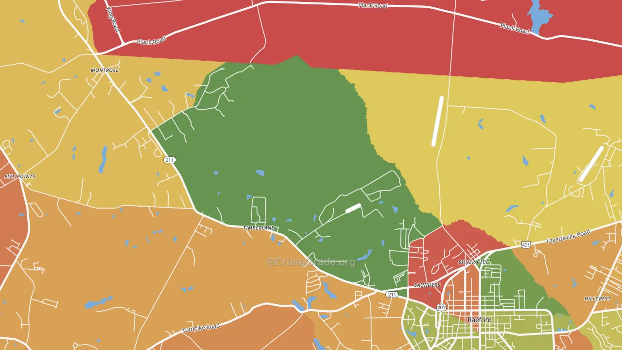 Mccain, NC Map of Burglary Rates