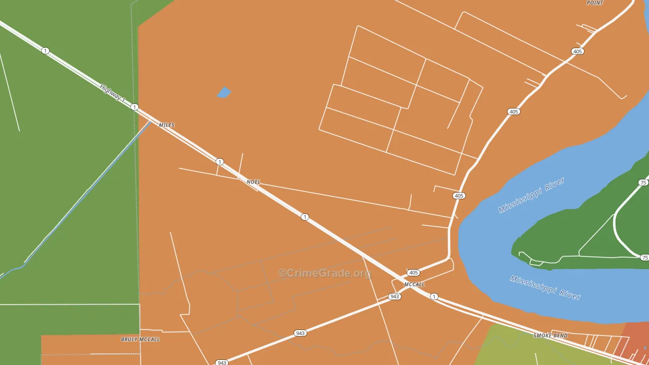 McCall, LA Map of Burglary Rates