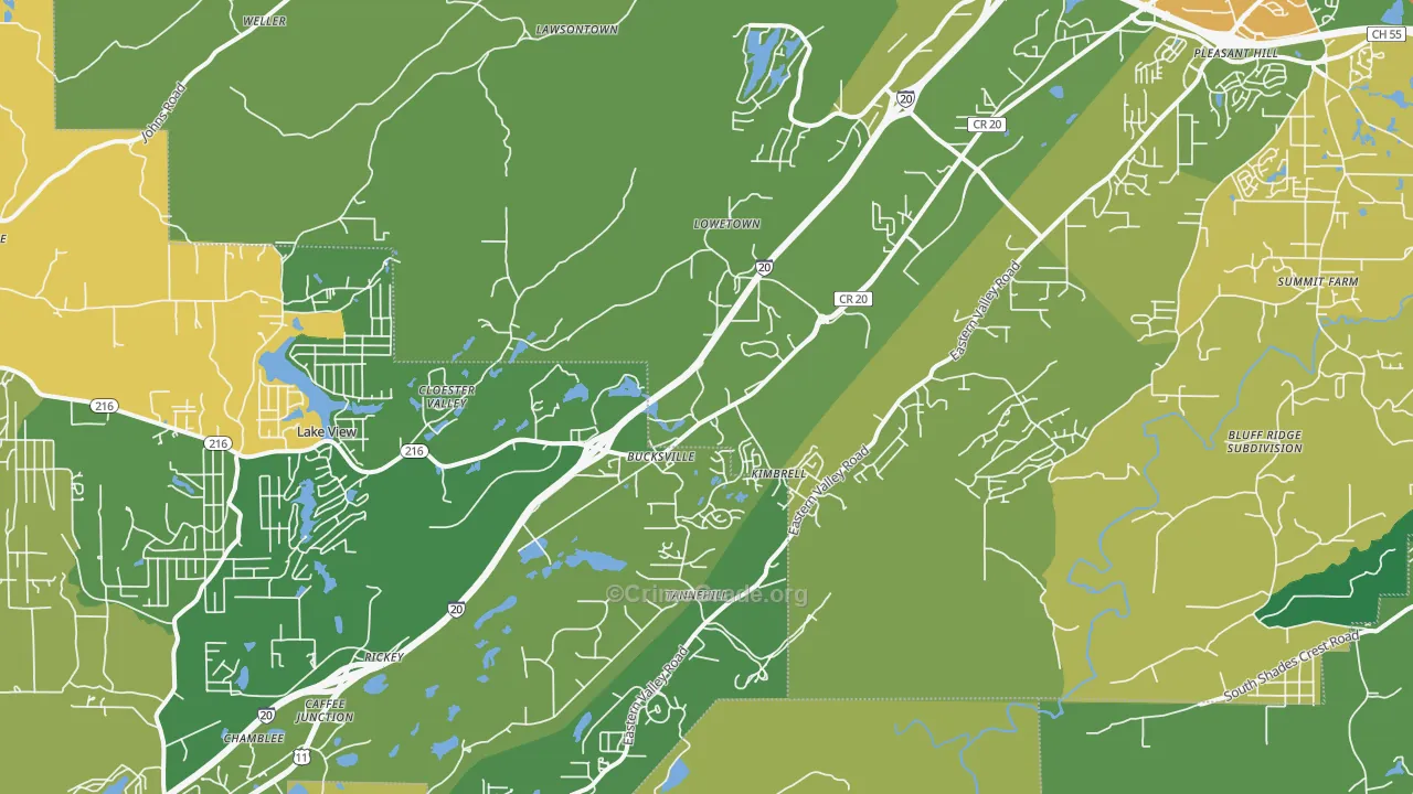 Mccalla, AL Map of Burglary Rates