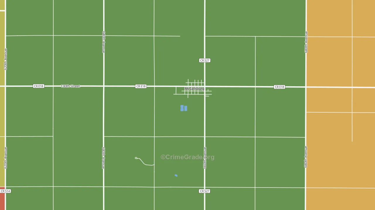 McCallsburg, IA Map of Burglary Rates