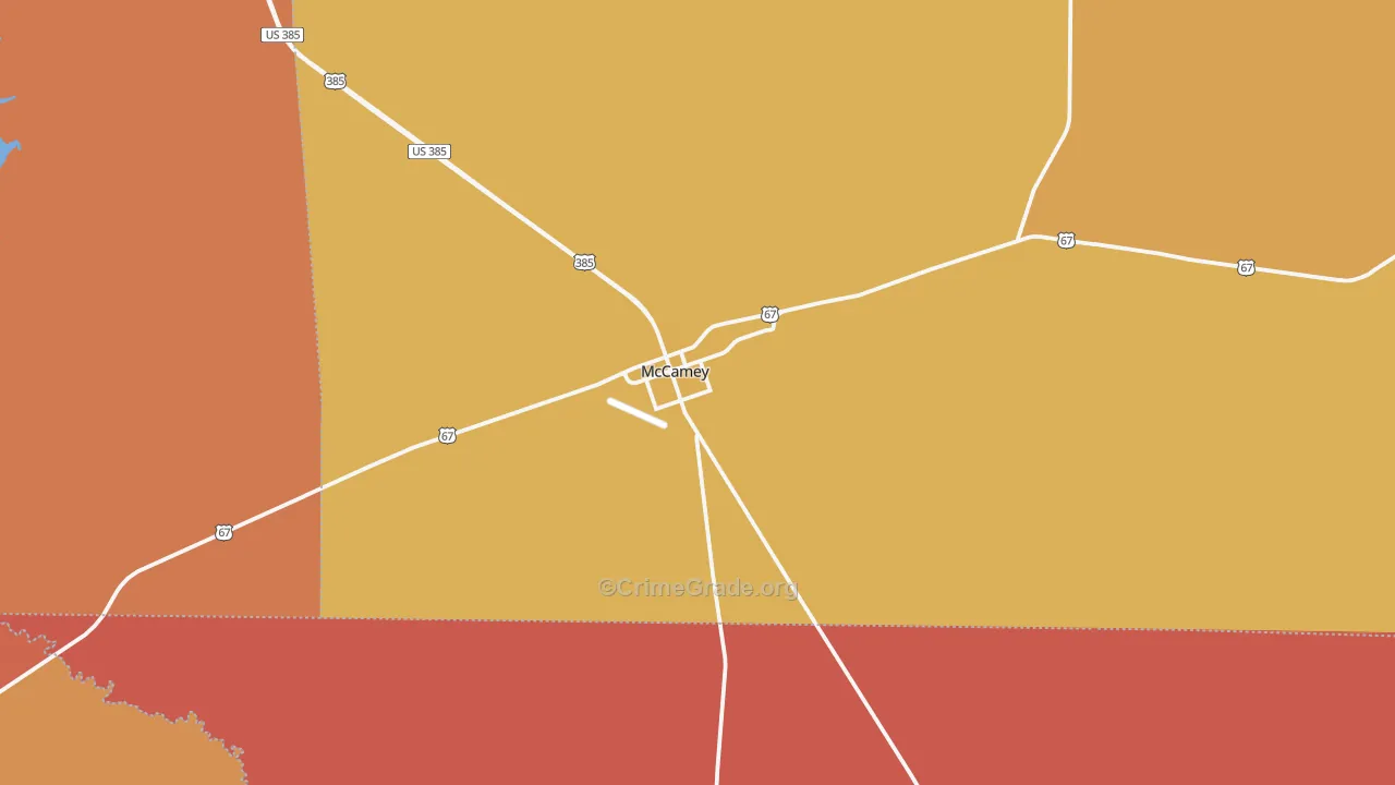McCamey, TX Map of Burglary Rates