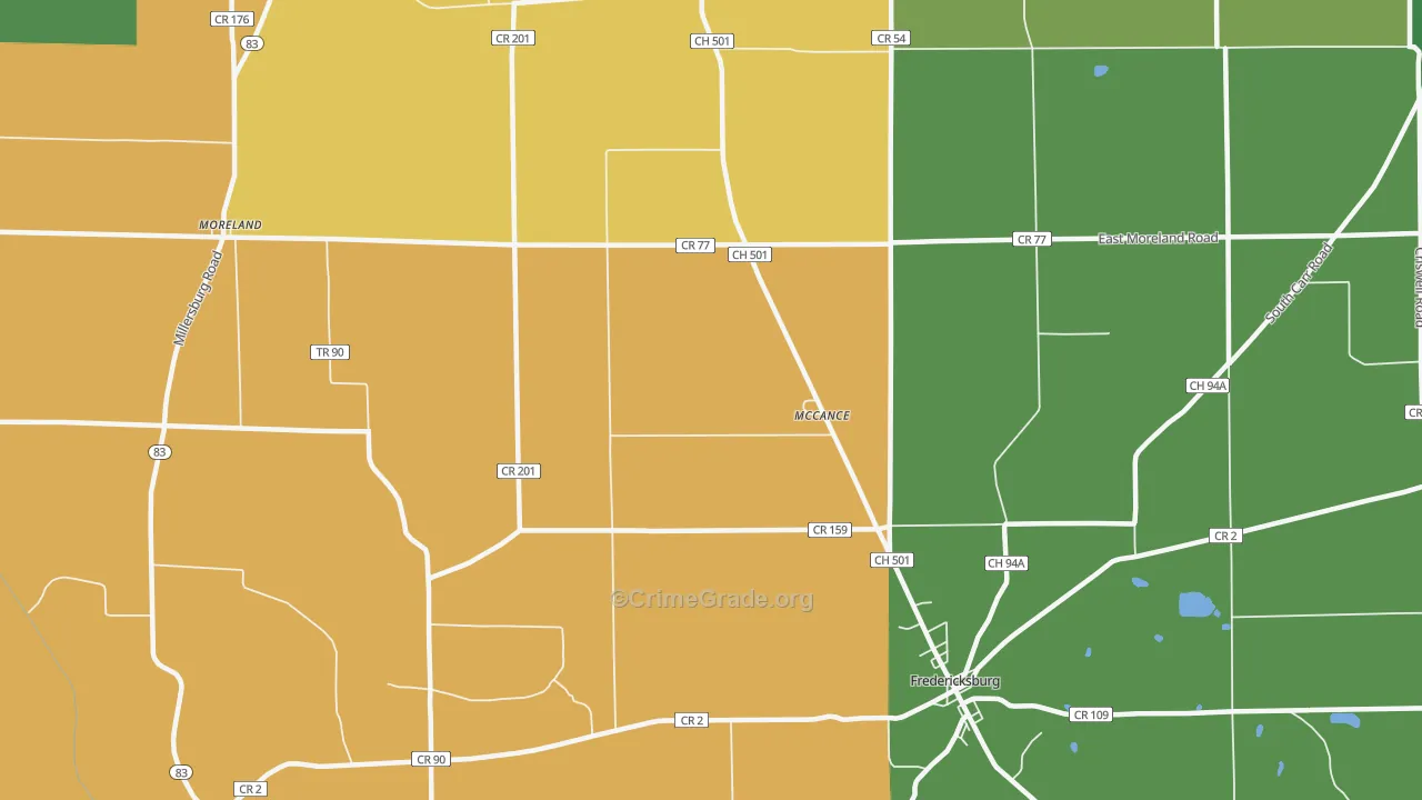 McCance, OH Map of Burglary Rates